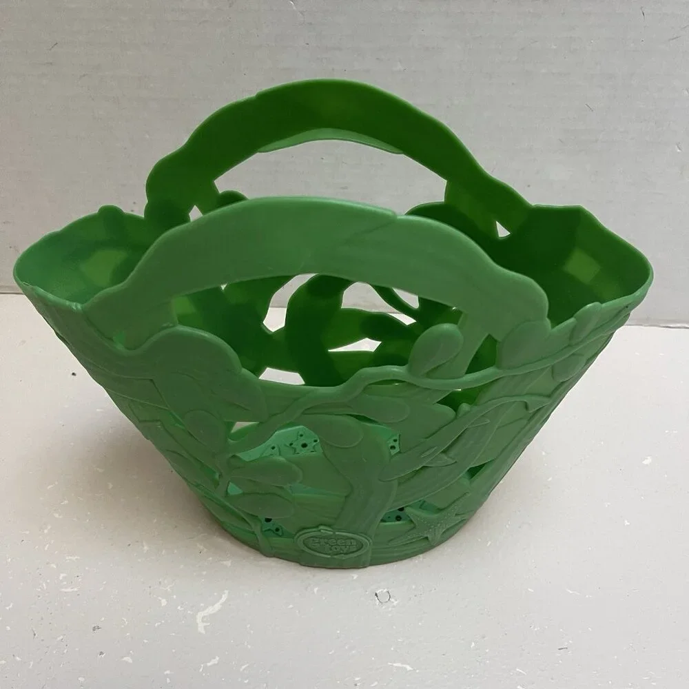 Green Toys Basket Made In USA Floral Bag Beach Coastal Kids Toy